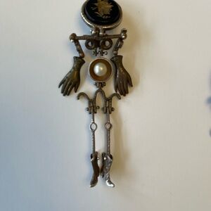 Vintage Luna Parc clip on earrings with Faux Pearl Articulated Body Signed